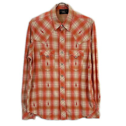 RRL ダブルアールエル コッパー Plaid Jersey チェック柄 ウエスタンシャツ トップス