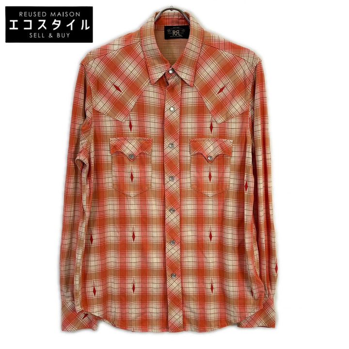 RRL ダブルアールエル コッパー Plaid Jersey チェック柄 ウエスタンシャツ トップス