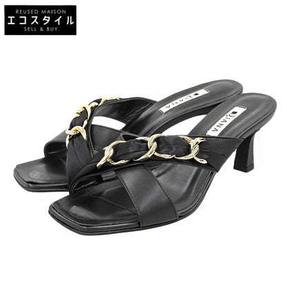 DIANA Fine Condition Chain and Scarf Cross Moon Mules Shoes Women's Black XL 56219 Shoes