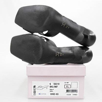 DIANA Fine Condition Chain and Scarf Cross Moon Mules Shoes Women's Black XL 56219 Shoes