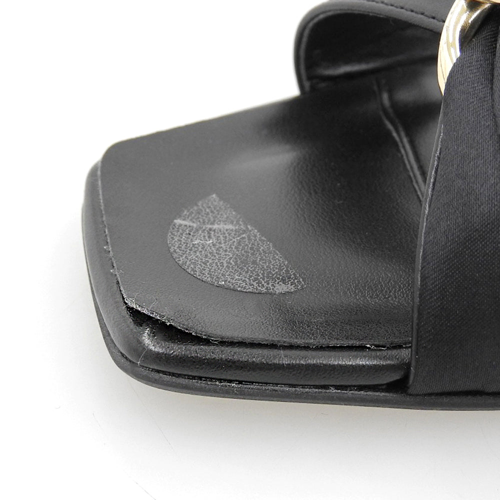 DIANA Fine Condition Chain and Scarf Cross Moon Mules Shoes Women's Black XL 56219 Shoes