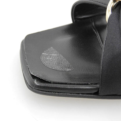 DIANA Fine Condition Chain and Scarf Cross Moon Mules Shoes Women's Black XL 56219 Shoes
