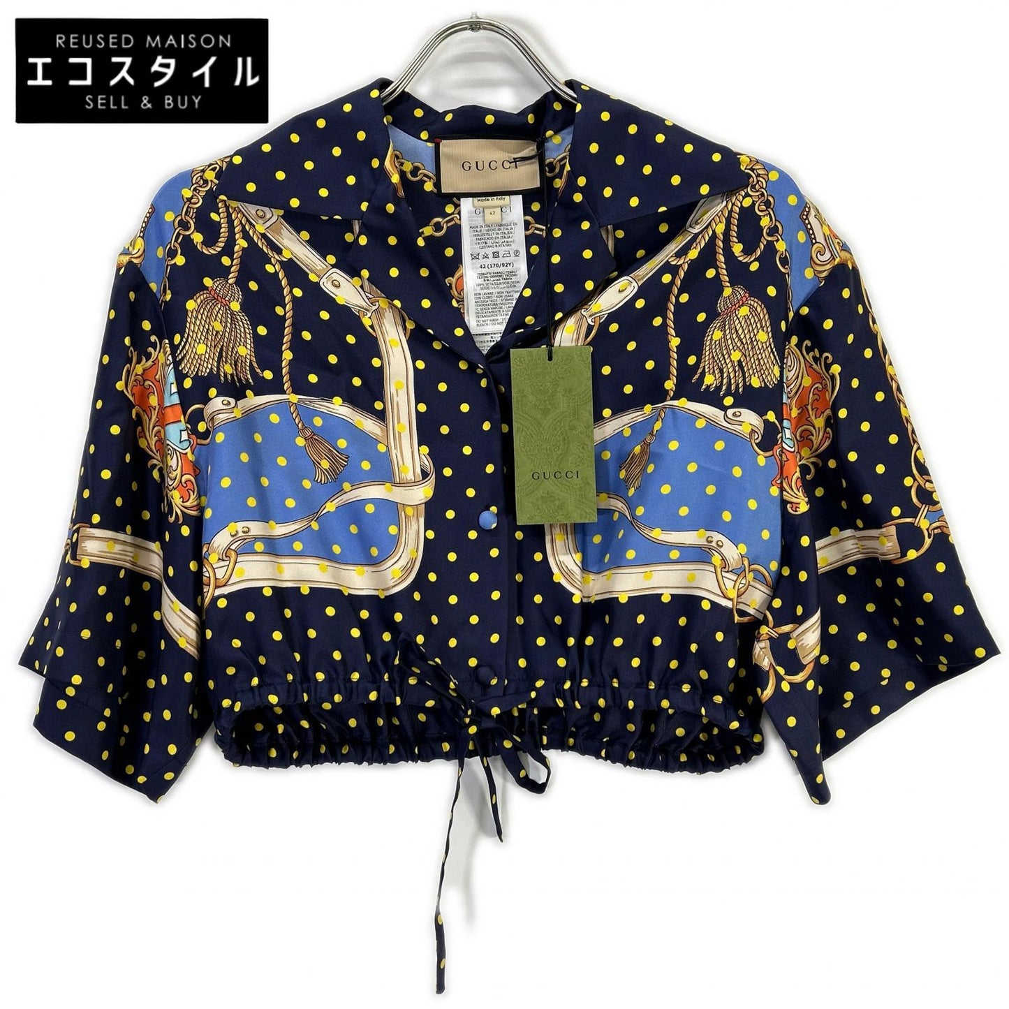 GUCCI グッチ 744796 ポルカドット シルクシャツ トップス