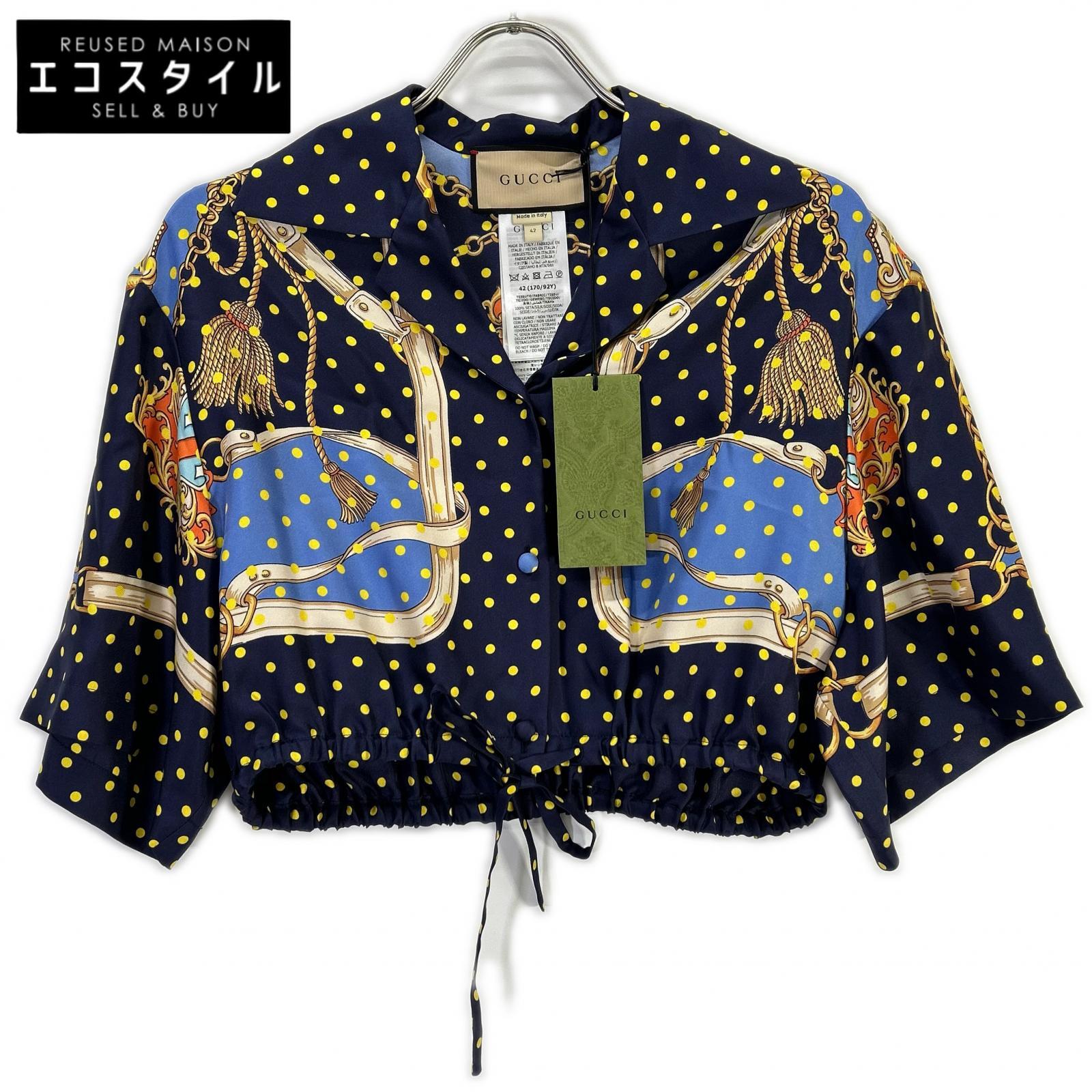 GUCCI グッチ 744796 ポルカドット シルクシャツ トップス