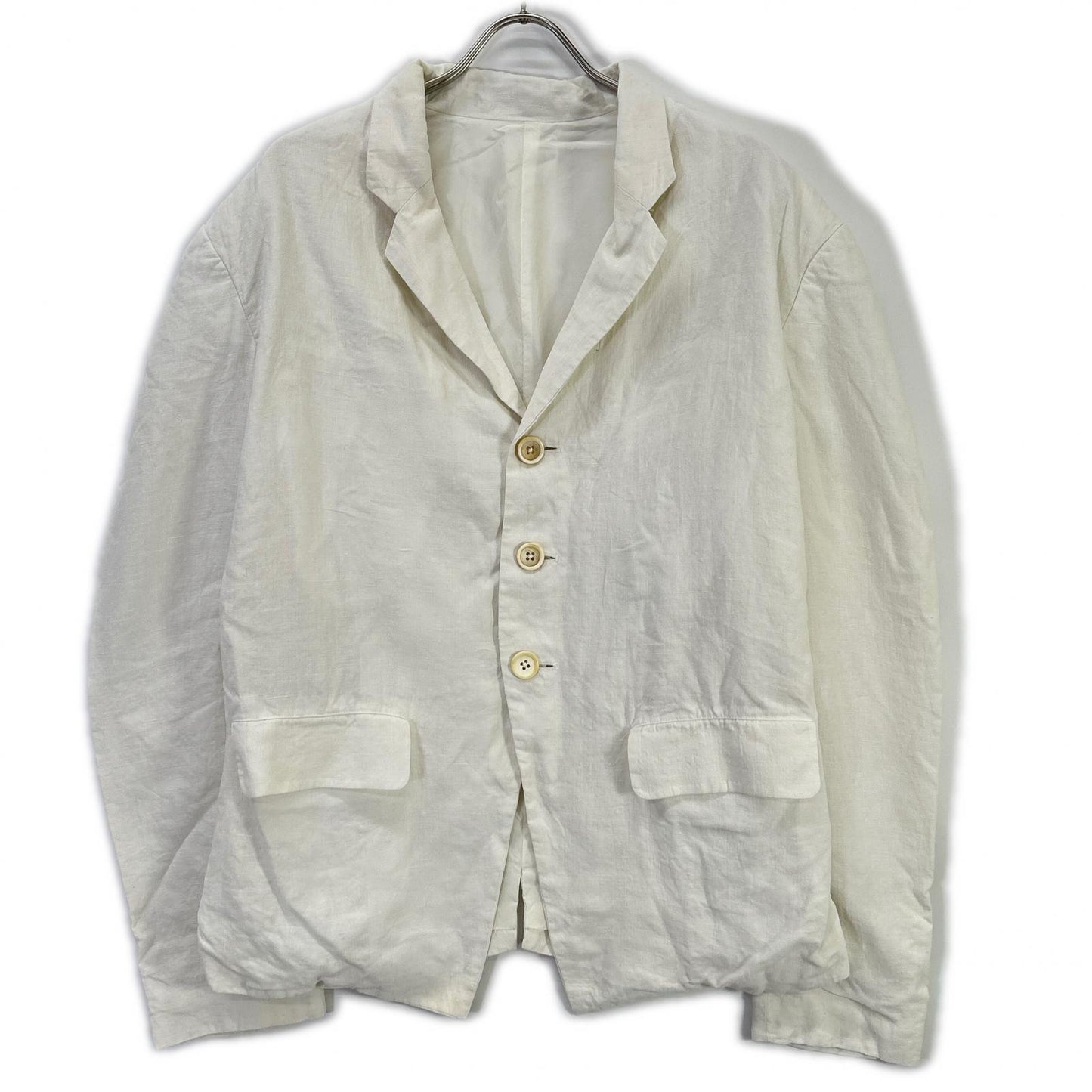 Yohji Yamamoto POUR HOMME ヨウジヤマモトプールオム ホワイト 80年代 丸タグ リネン 3B テーラードジャケット ジャケット