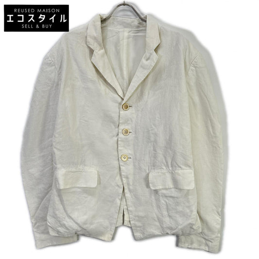Yohji Yamamoto POUR HOMME ヨウジヤマモトプールオム ホワイト 80年代 丸タグ リネン 3B テーラードジャケット ジャケット