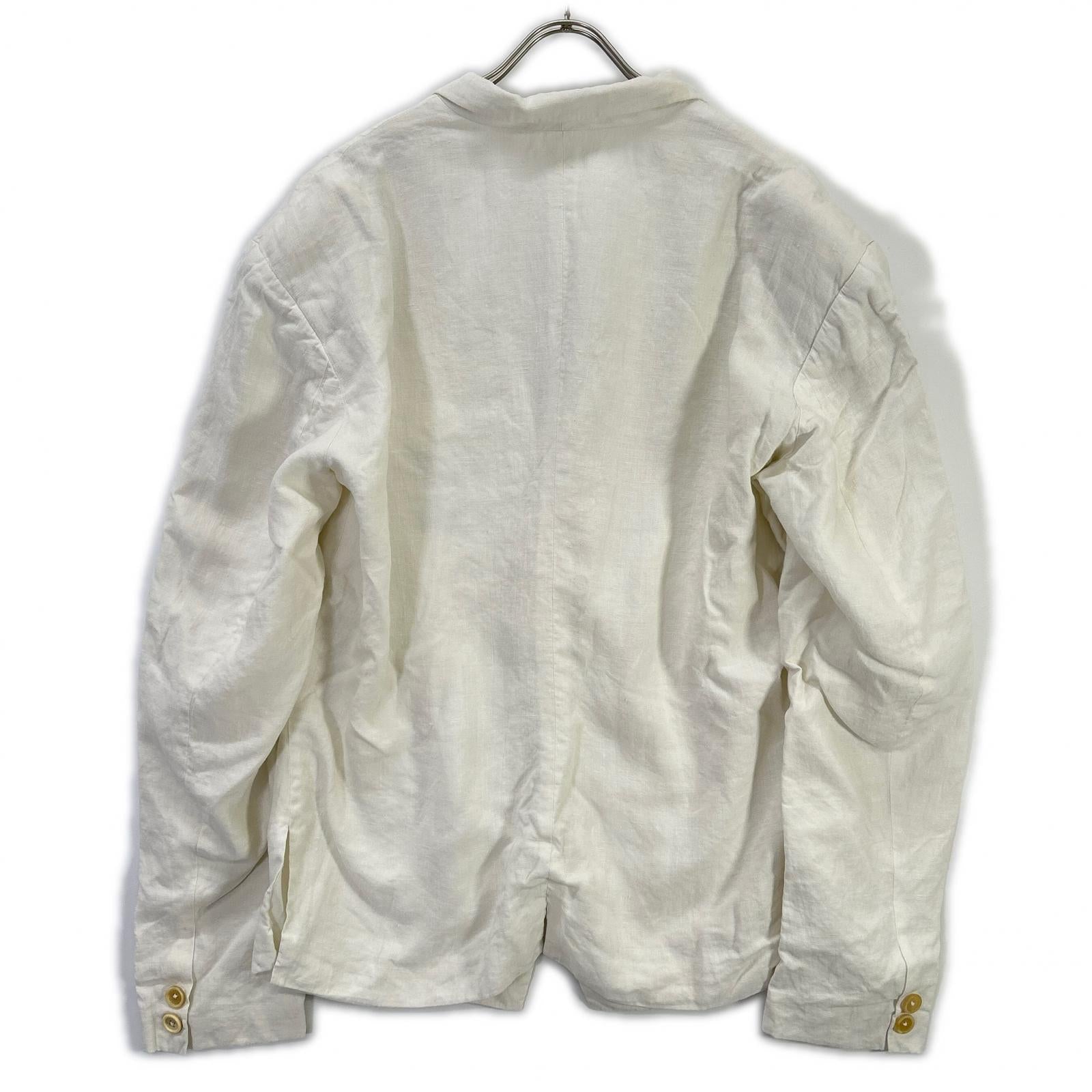Yohji Yamamoto POUR HOMME ヨウジヤマモトプールオム ホワイト 80年代 丸タグ リネン 3B テーラードジャケット ジャケット
