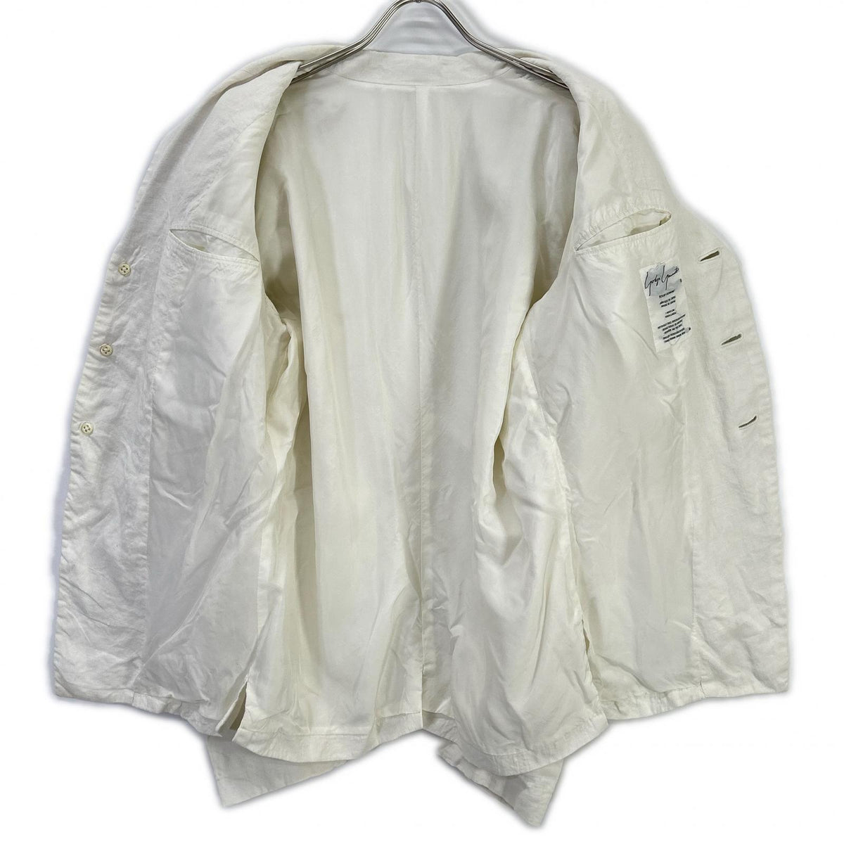 Yohji Yamamoto POUR HOMME ヨウジヤマモトプールオム ホワイト 80年代 丸タグ リネン 3B テーラードジャケット ジャケット