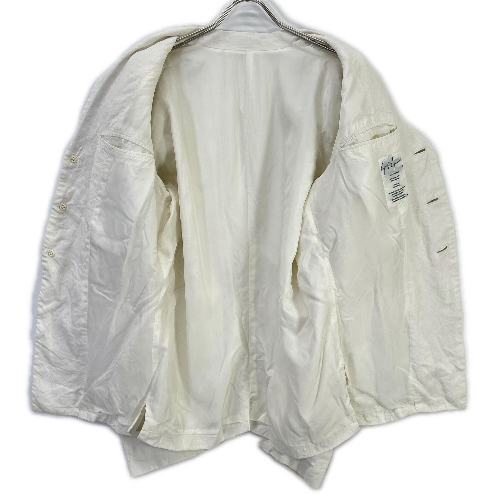 Yohji Yamamoto POUR HOMME ヨウジヤマモトプールオム ホワイト 80年代 丸タグ リネン 3B テーラードジャケット ジャケット