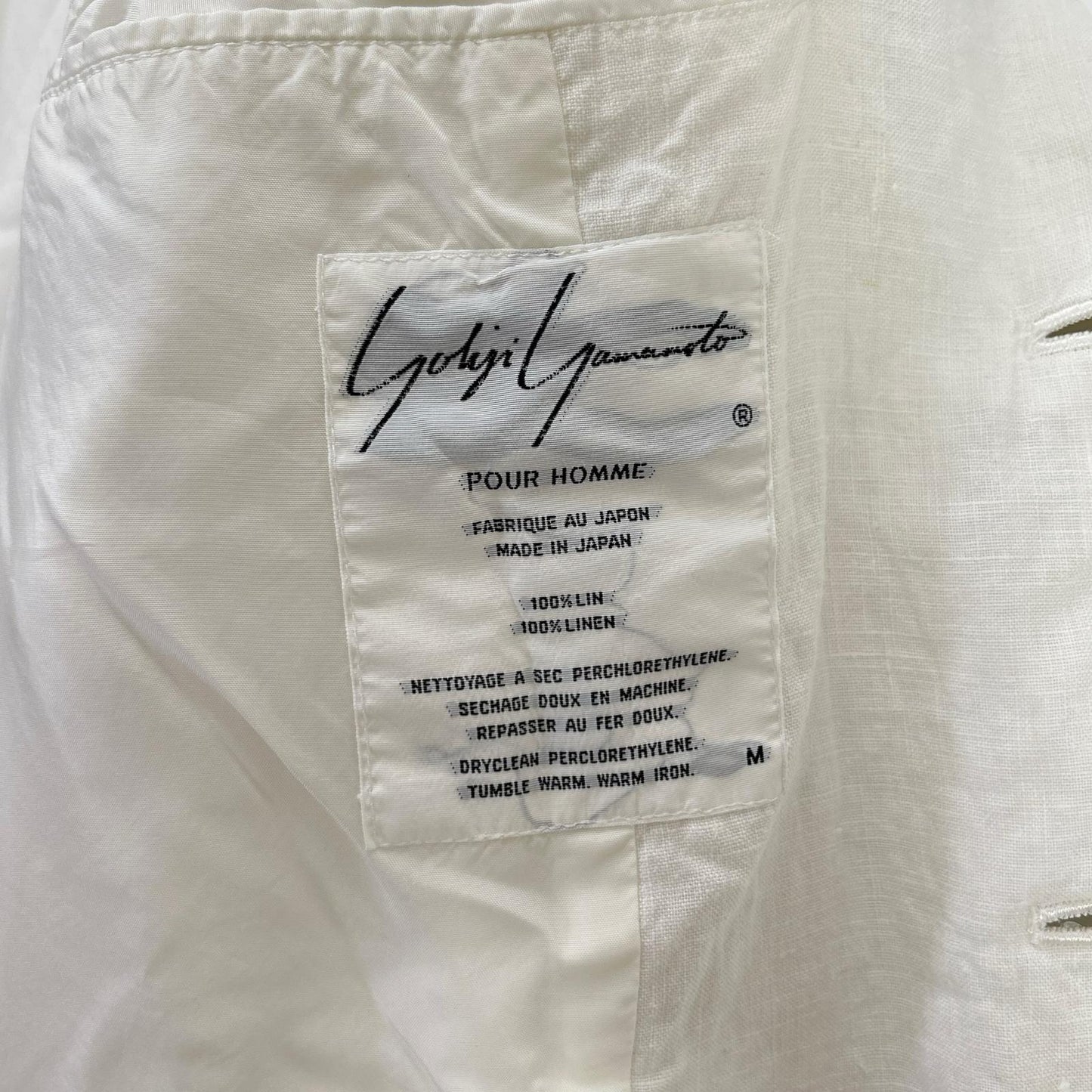 Yohji Yamamoto POUR HOMME ヨウジヤマモトプールオム ホワイト 80年代 丸タグ リネン 3B テーラードジャケット ジャケット