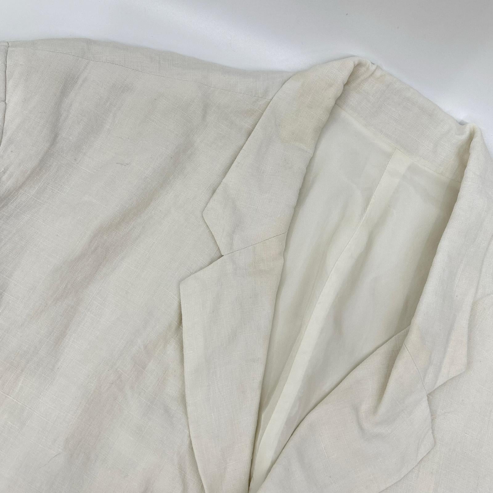 Yohji Yamamoto POUR HOMME ヨウジヤマモトプールオム ホワイト 80年代 丸タグ リネン 3B テーラードジャケット ジャケット
