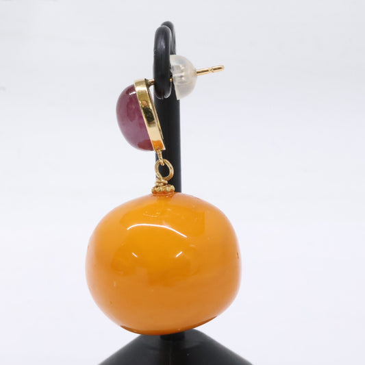 Bon Magique ボンマジック K18 アンバー ルビー ピアス