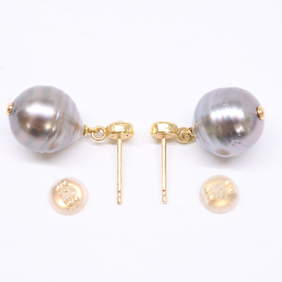 Bon Magique ボンマジック K18 ダイヤ付き 10mm タヒチパール ピアス