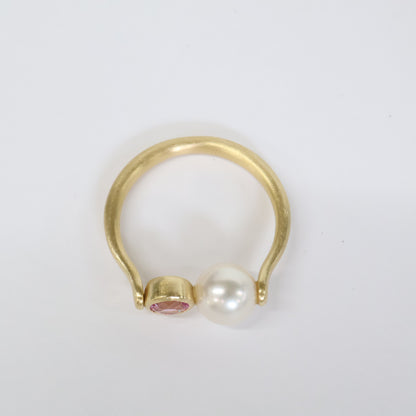 TASAKI タサキ 【TASAKI by MHT】仕上げ済み RPI-4690 18KYG ピンクスピネル あこや真珠 カリスト リング 指輪