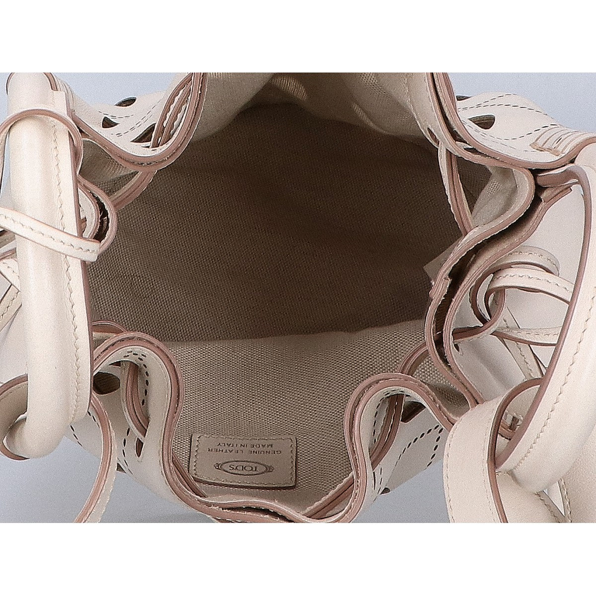 TOD'S トッズ レザー カットワーク 2WAYショルダーバケットバッグ/ ハンドバッグ