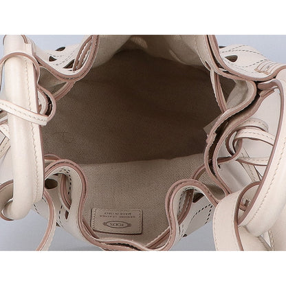 TOD'S トッズ レザー カットワーク 2WAYショルダーバケットバッグ/ ハンドバッグ