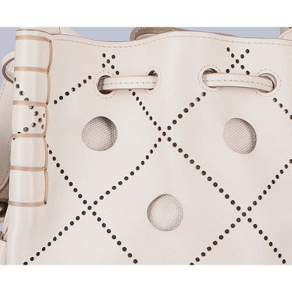 TOD'S トッズ レザー カットワーク 2WAYショルダーバケットバッグ/ ハンドバッグ