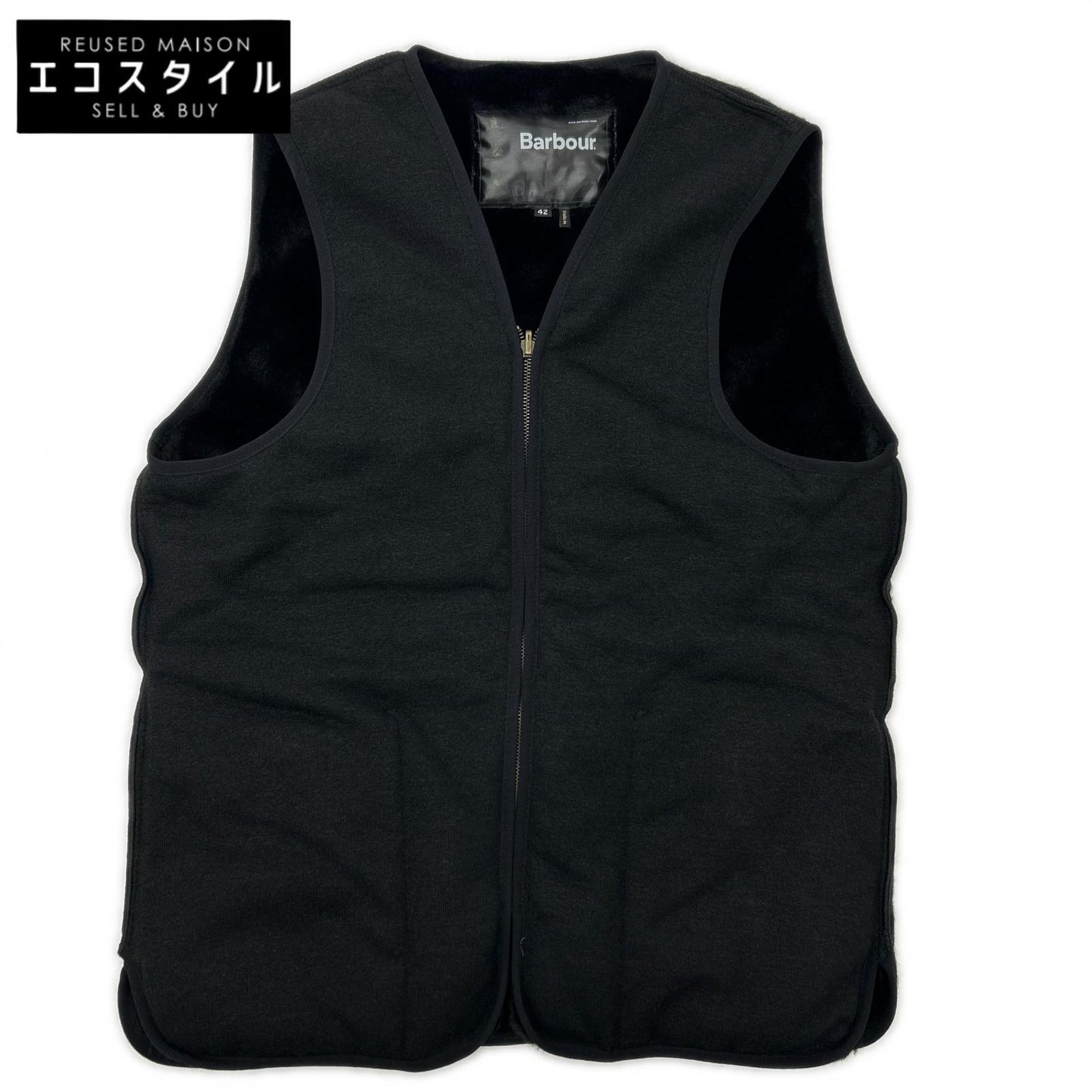 Barbour バブアー 2002103 black reversible slim-fit faux-fur-lined vest vest