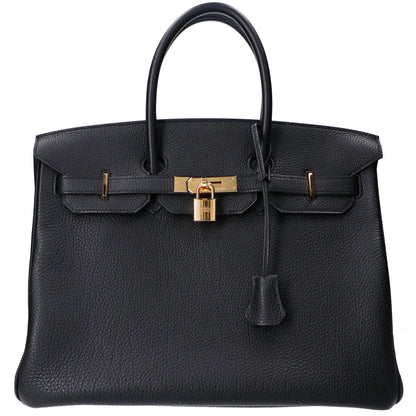 HERMES エルメス □O刻印 ノワール トゴ ゴールド金具 バーキン35 ハンドバッグ