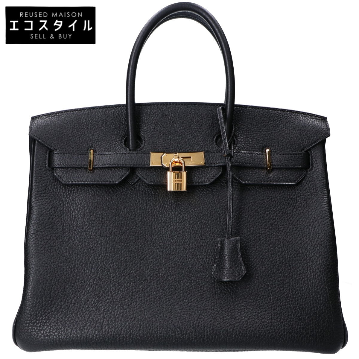 HERMES エルメス □O刻印 ノワール トゴ ゴールド金具 バーキン35 ハンドバッグ
