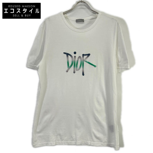 DIOR ディオール ×Shawn Stussy ホワイト ロゴ入り Tシャツ トップス