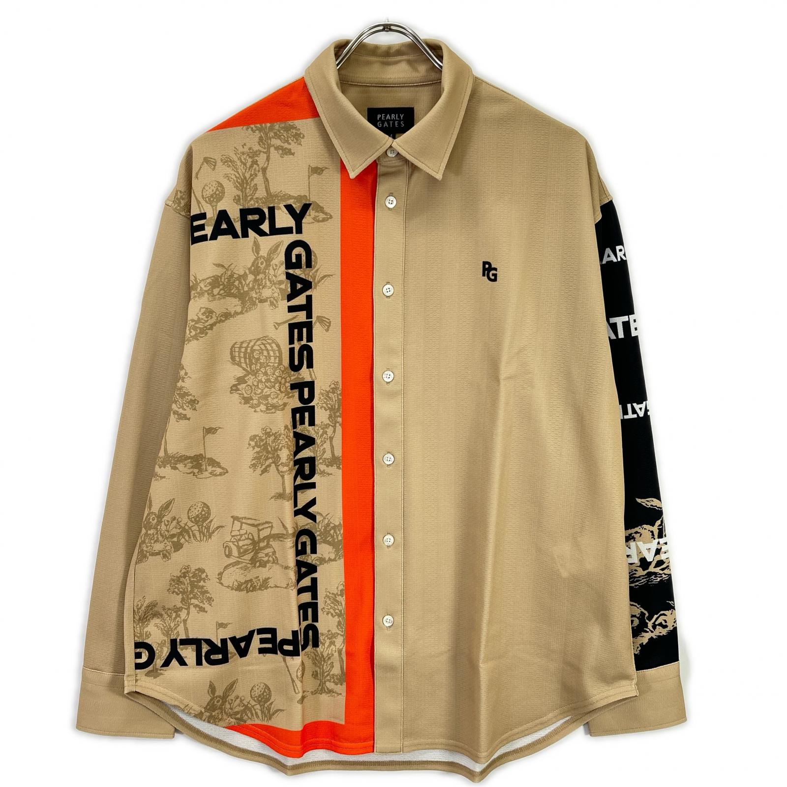 PEARLY GATES パーリーゲイツ 053-4261005 ブラウン パン屋柄 長袖シャツ トップス