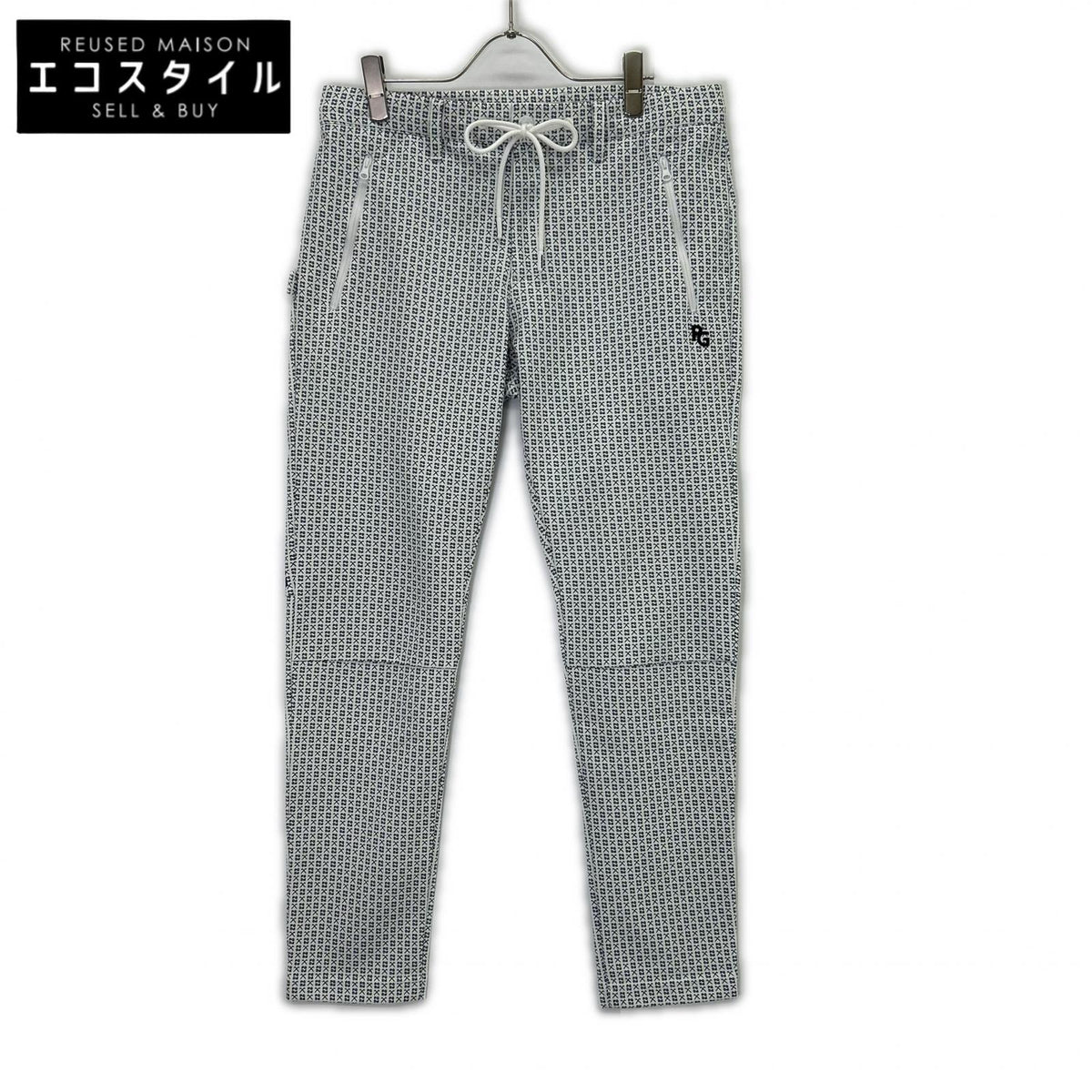 PEARLY GATES パーリーゲイツ ブルー×ホワイト 053-3131403 総柄 ゴルフ ストレッチパンツ ボトムス