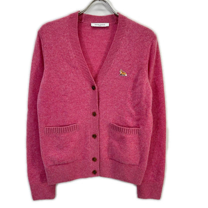 MAISON KITSUNE メゾンキツネ ピンク ウール Vネック カーディガン トップス