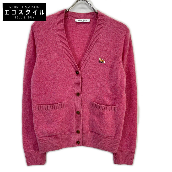 MAISON KITSUNE メゾンキツネ ピンク ウール Vネック カーディガン トップス