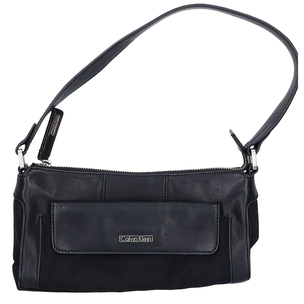 CalvinKlein カルバンクライン レザーｘロゴキャンバス ワンハンドル ハンドバッグ