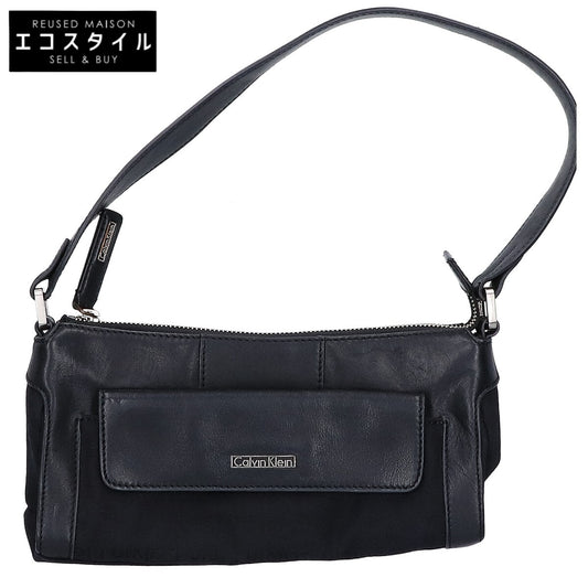 CalvinKlein カルバンクライン レザーｘロゴキャンバス ワンハンドル ハンドバッグ