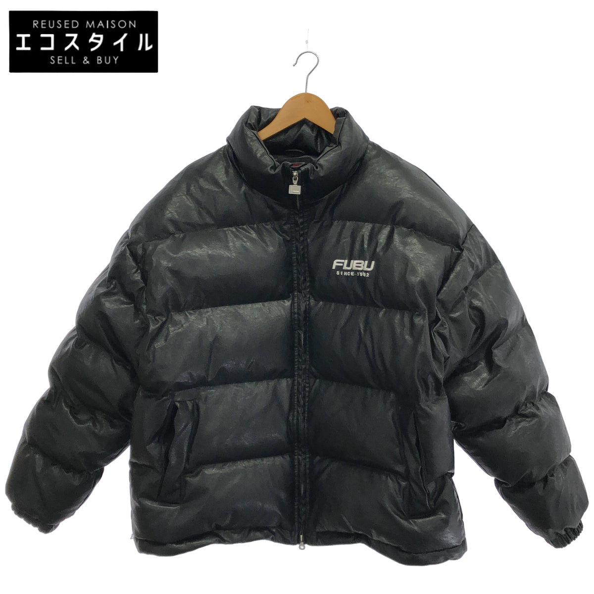 FUBU FUBU FAM-42302 black faux-fur jacket tops