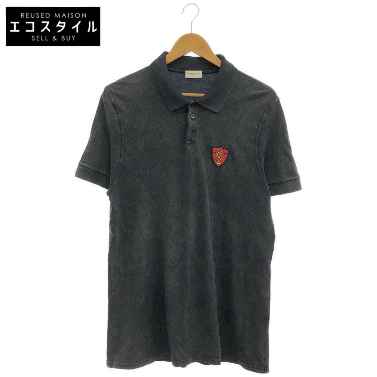 SAINT LAURENT PARIS Saint Laurent Paris 2017 Dark Gray Vintage Polo Shirt Chest Emblem Top