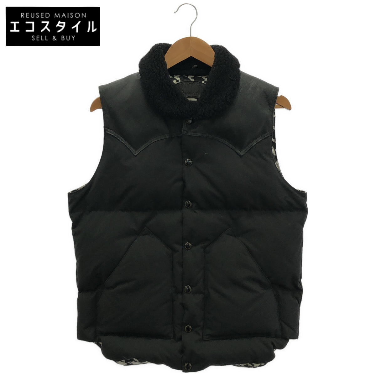 1piu1uguale3 Uno Più Uno Uguale Tre × Rocky Mountain Featherbed MRB104 Boa×Leather-Panel Down Vest Top
