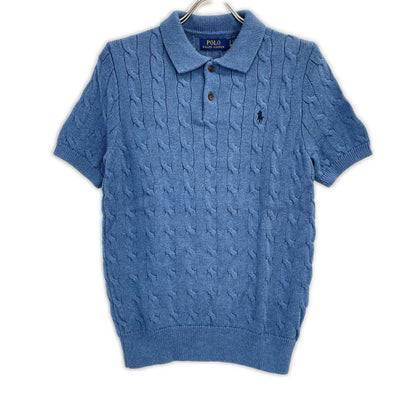 POLObyRalphLauren ポロラルフローレン ブルー 半袖 ケーブルニット ポロシャツ トップス