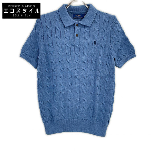 POLObyRalphLauren ポロラルフローレン ブルー 半袖 ケーブルニット ポロシャツ トップス
