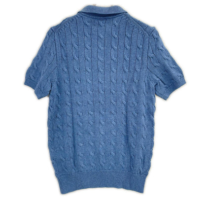 POLObyRalphLauren ポロラルフローレン ブルー 半袖 ケーブルニット ポロシャツ トップス