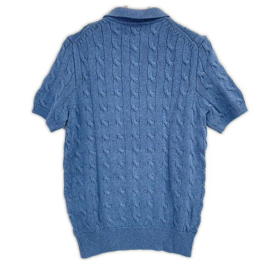 POLObyRalphLauren ポロラルフローレン ブルー 半袖 ケーブルニット ポロシャツ トップス