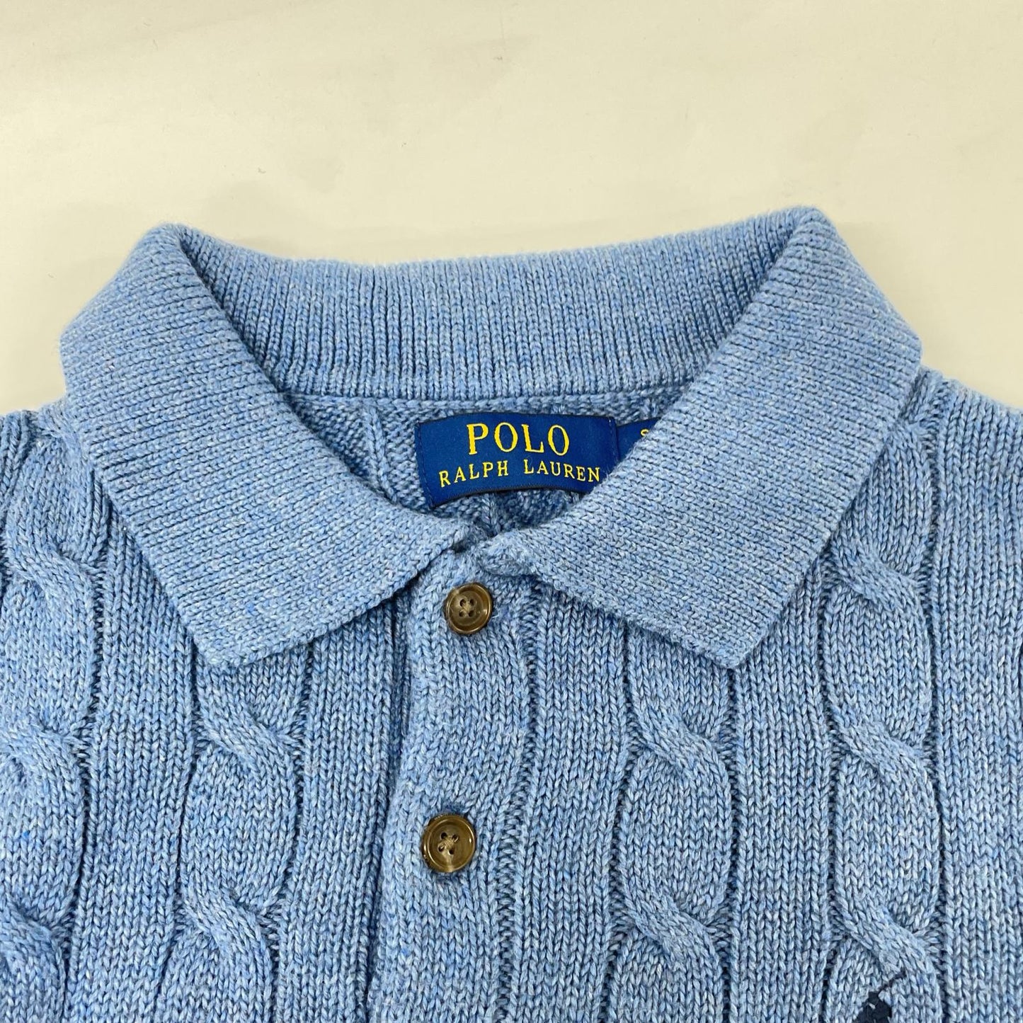 POLObyRalphLauren ポロラルフローレン ブルー 半袖 ケーブルニット ポロシャツ トップス