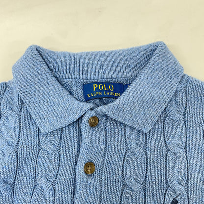 POLObyRalphLauren ポロラルフローレン ブルー 半袖 ケーブルニット ポロシャツ トップス