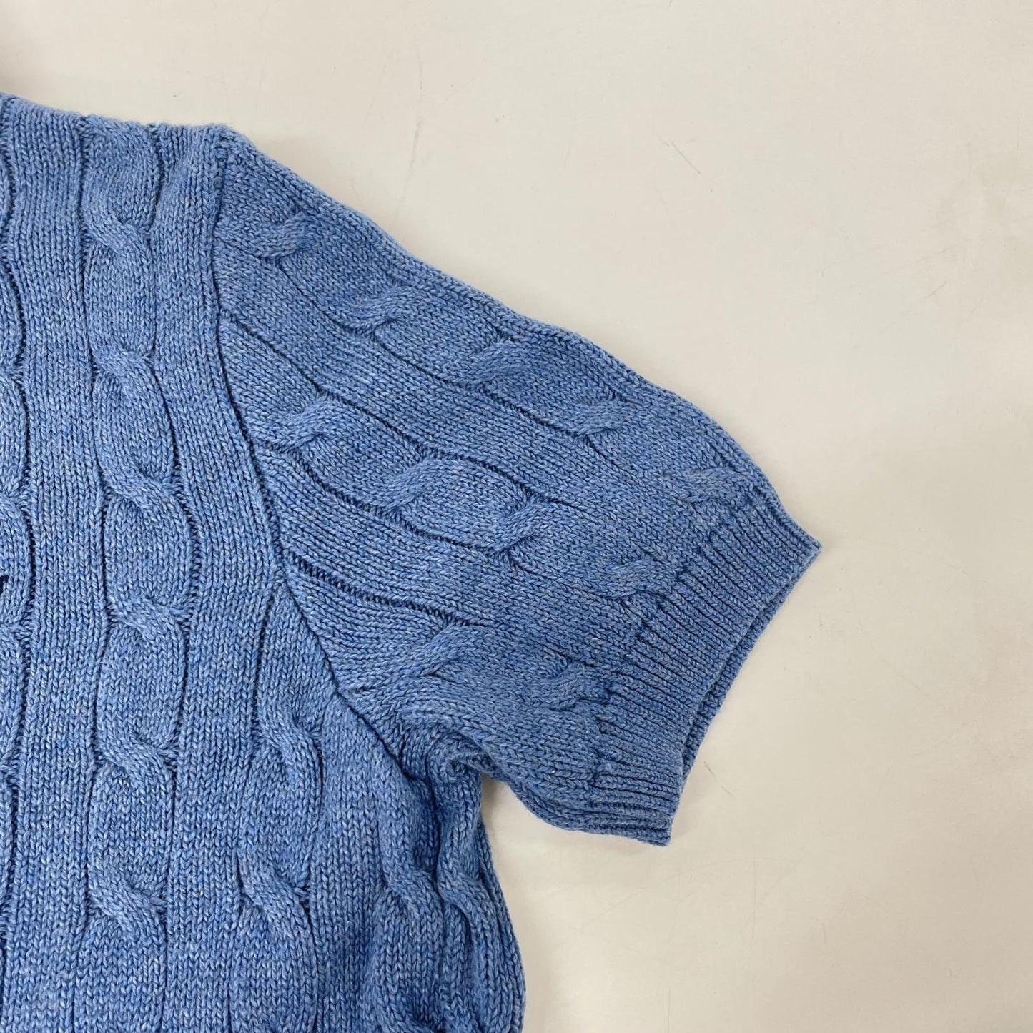 POLObyRalphLauren ポロラルフローレン ブルー 半袖 ケーブルニット ポロシャツ トップス