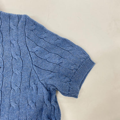 POLObyRalphLauren ポロラルフローレン ブルー 半袖 ケーブルニット ポロシャツ トップス
