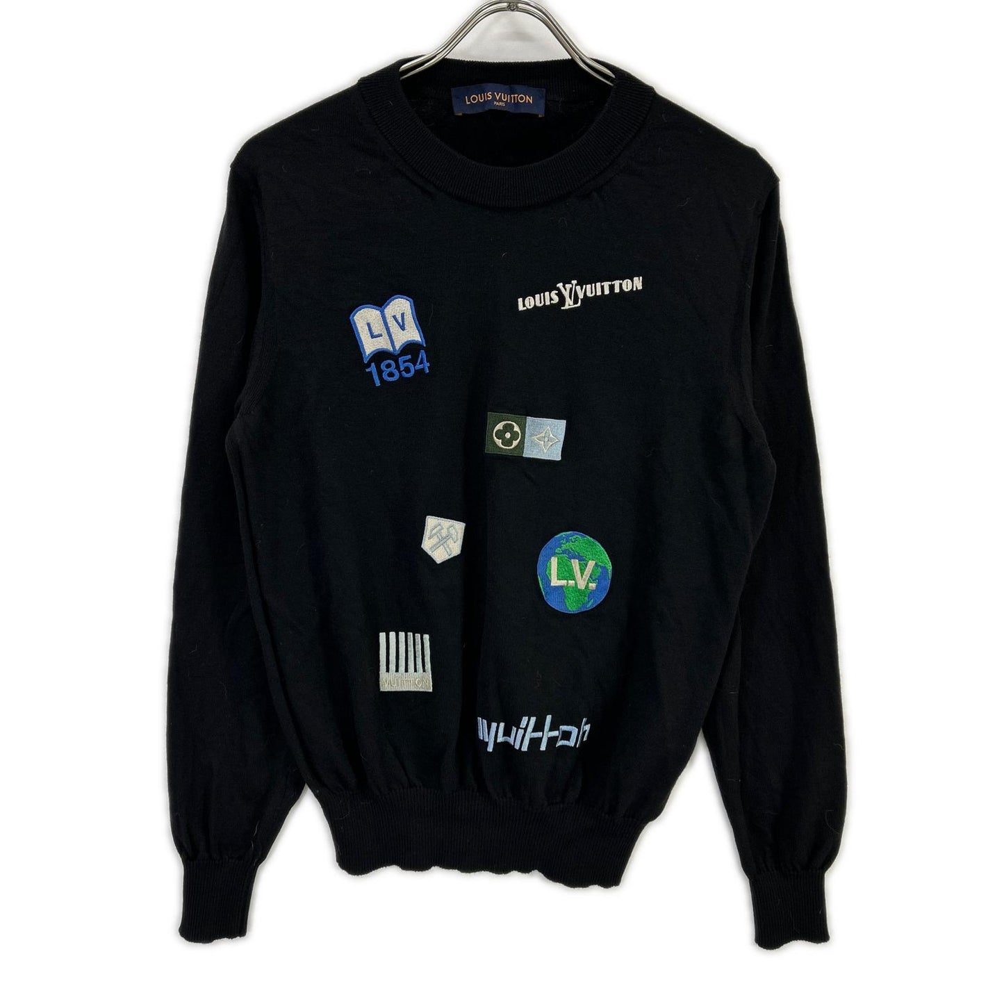 LOUIS VUITTON ルイヴィトン 19AW ブラック RM192M HHN14W パッチ デザイン ハイゲージニット トップス