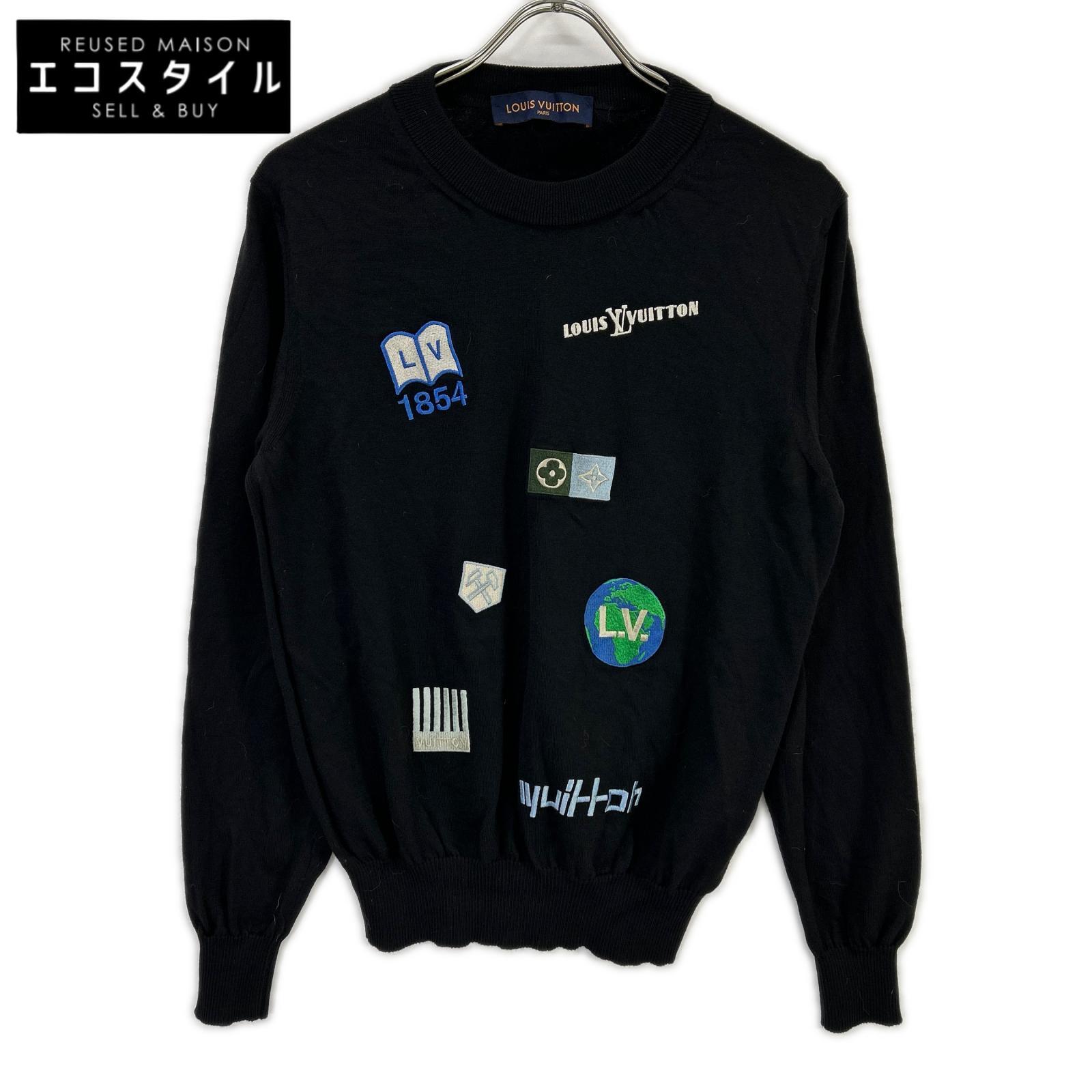 LOUIS VUITTON ルイヴィトン 19AW ブラック RM192M HHN14W パッチ デザイン ハイゲージニット トップス