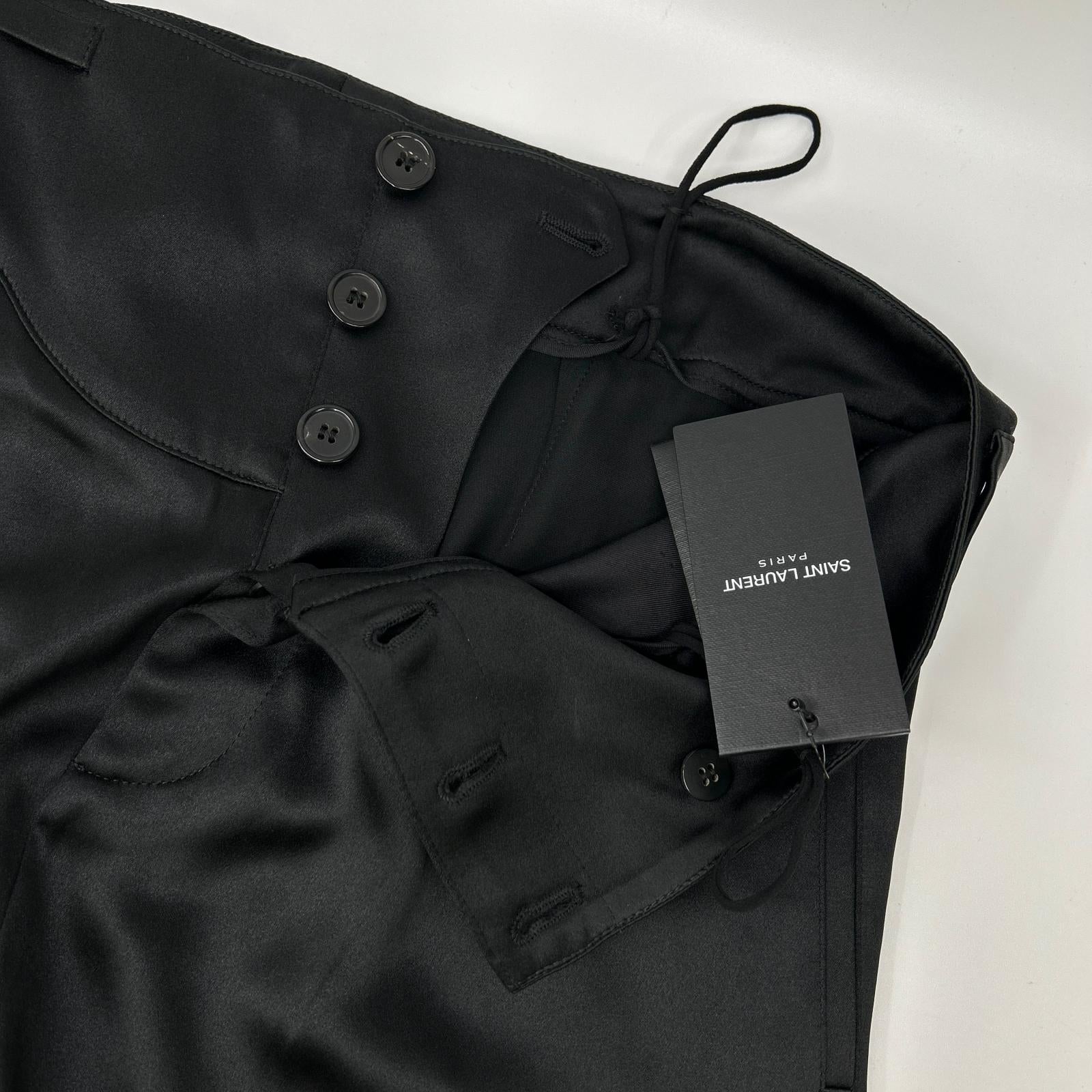 SAINT LAURENT PARIS サンローランパリ 22年 ブラック 733675 シルク パンツ ボトムス