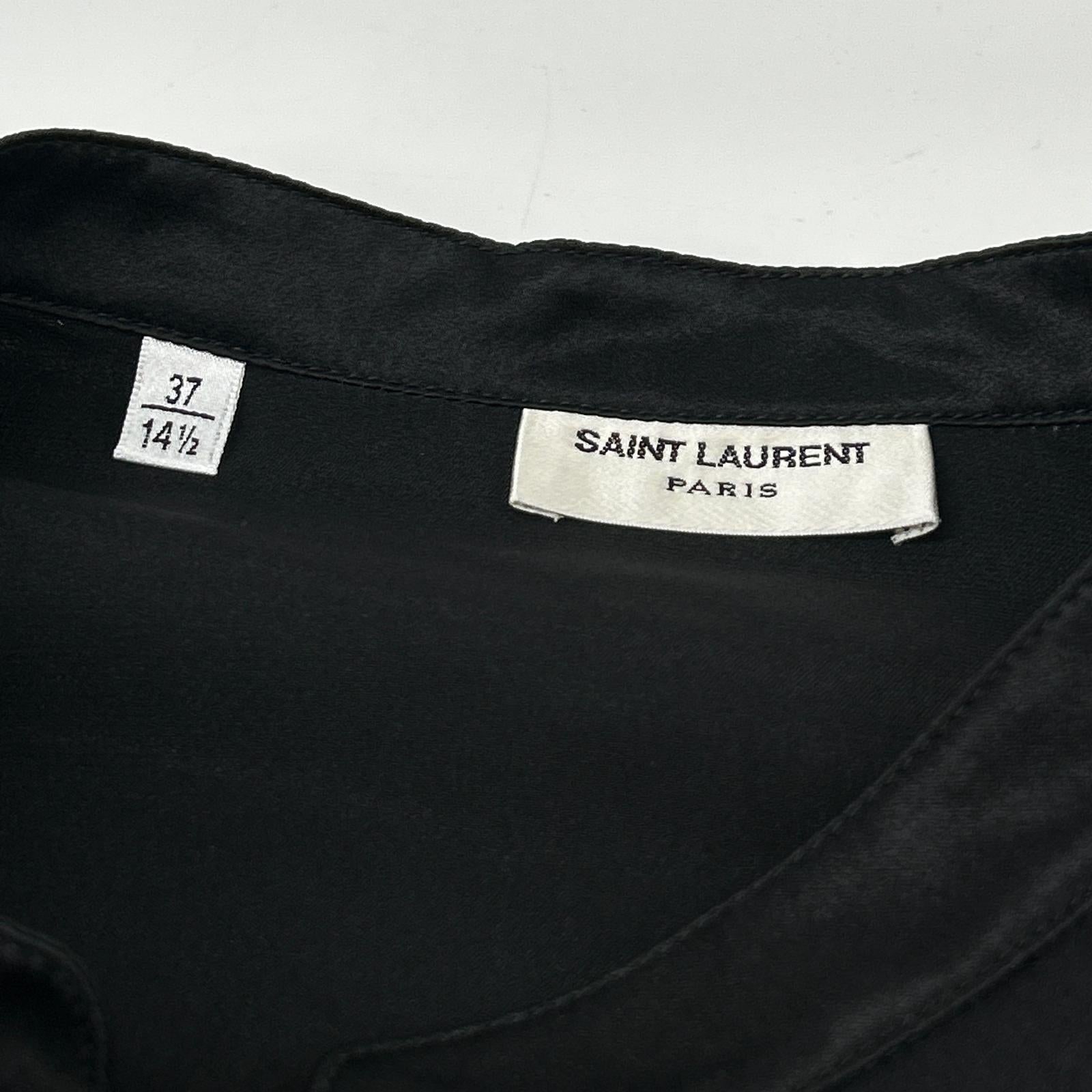 SAINT LAURENT PARIS サンローランパリ 22年 ブラック 723186 クレープサテンチュニック半袖シャツ トップス