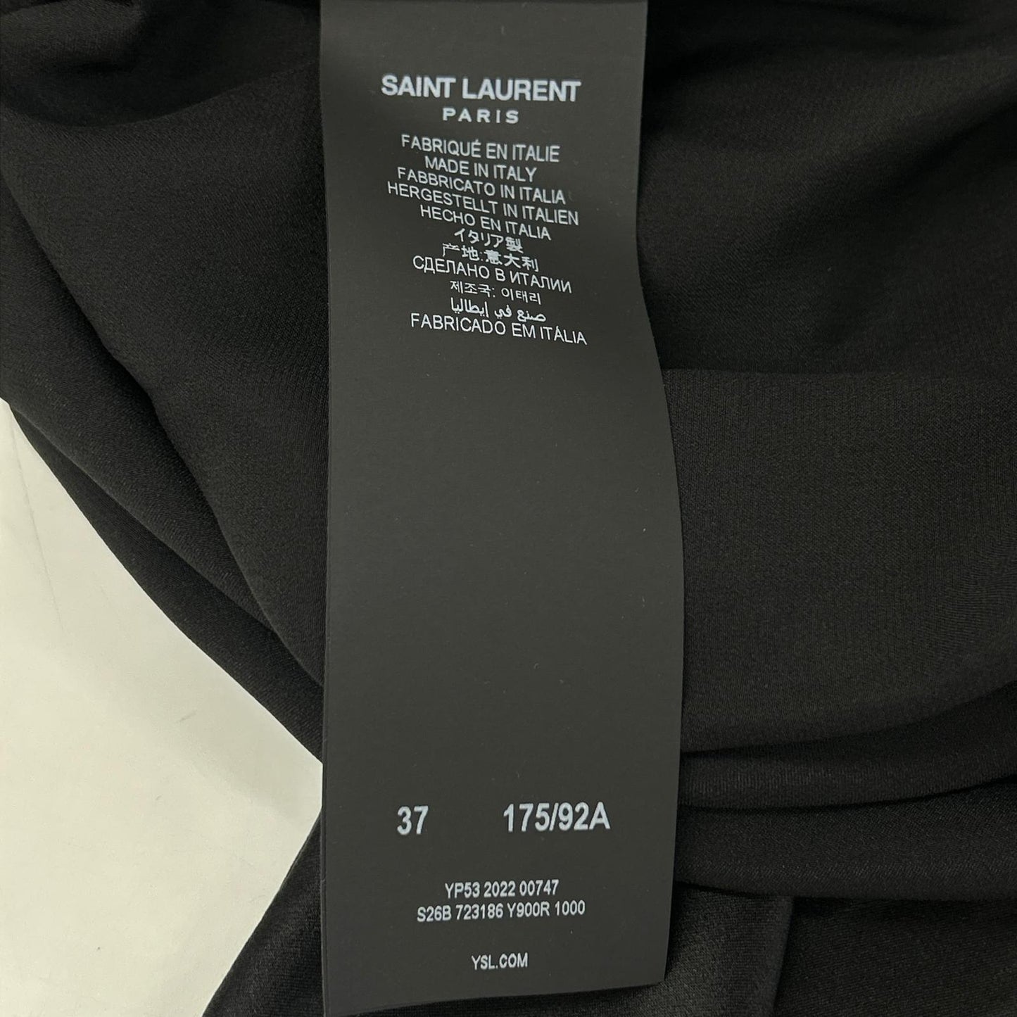 SAINT LAURENT PARIS サンローランパリ 22年 ブラック 723186 クレープサテンチュニック半袖シャツ トップス