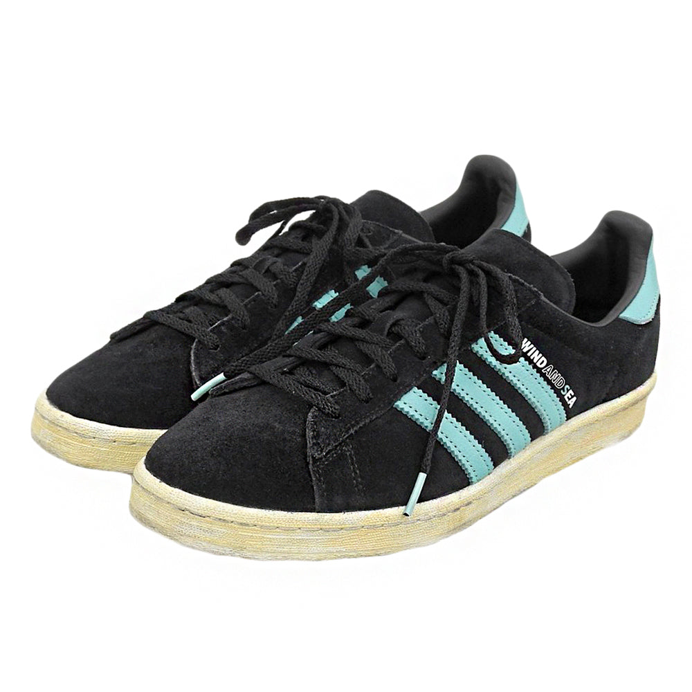 adidas アディダス WIND AND SEA atmos adidas Campus 80 スニーカー シューズ メンズ ブラック×ミントブルー 27.5cm シューズ
