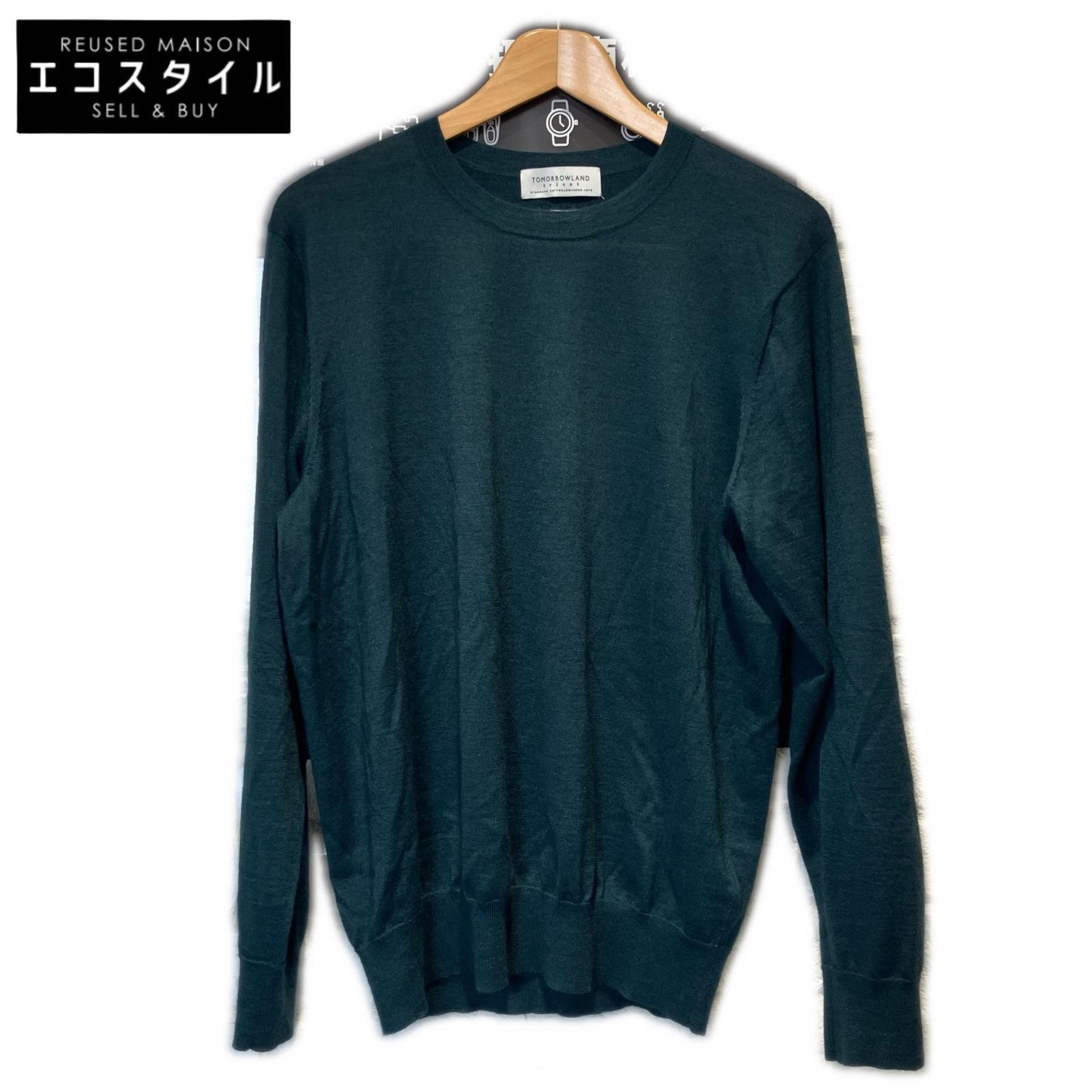 TOMORROWLAND TOMORROWLAND Green 68-02-24-02002 cashmere×silk crew-neck knit top
