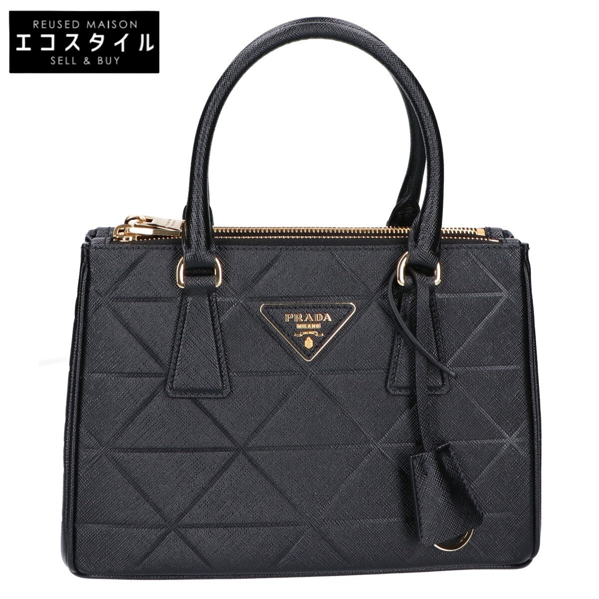 PRADA プラダ 美品 68973 ガリレア スモール トライアングルロゴ サフィアーノ 2WAYショルダーバッグ ハンドバッグ